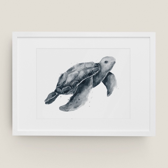 Watercolor Wall Art Marine Turtle Portrait Print Poster Unframed - Picture 5 of 9